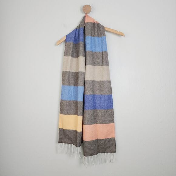 NWT Chelsey by Joseph Multicolor Striped Cashmere Wool Fringe Scarf - Picture 1 of 8